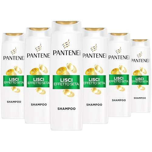 Pantene Pro-V Silk Shampoo, 6 x 300 ml voor kinky en mat haar, reinigt en beschermt haarbindingen, zonder siliconen, minerale olie, kleurstoffen, met actieve Nutri-Plex