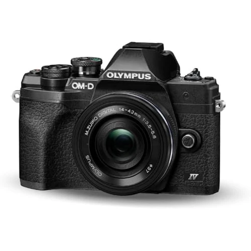 Olympus OM-D E-M10 Mark IV Micro Four Thirds System Camera Kit, 20 MP sensor, electronic viewfinder, 4K video, powerful AF, Wi-Fi, black incl. M.Zuiko Digital ED 14‑42mm F3.5‑5.6 EZ Pancake black