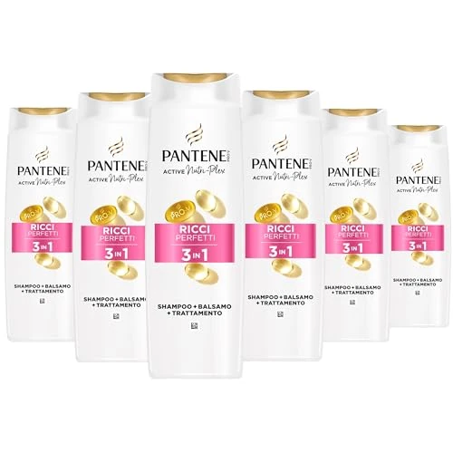 Pantene PRO-V Idealne kręcone, szampon, odżywka i zabieg 3 w 6 x 300 ml, kręcone i buntownicze, wzbogaca włosy odżywczymi, bez oleju mineralnego, Active Nutri-Plex