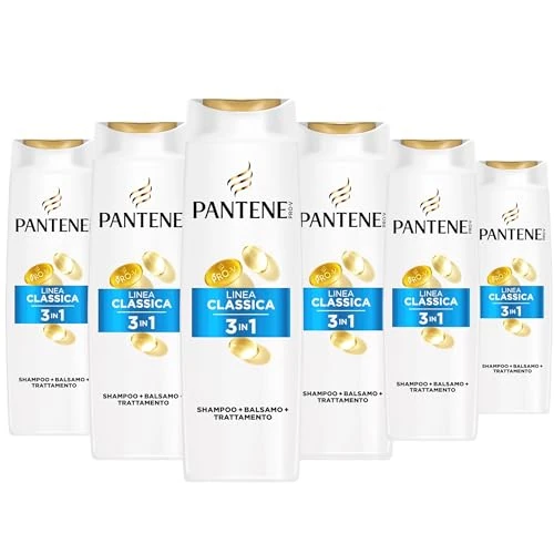 Offerta a tempo: Pantene Pro-V Shampoo 3 in 1 Linea Classica 6x300ml per Capelli Normali e Misti, Protegge i Legami del Capello e Dona ai Capelli una Sana Lucentezza, Senza Olio Minerale e Coloranti, Active Nutri-Plex - 5% da 18.99 € a 17.99 €