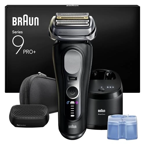 Braun Series 9 PRO+ Men's Electric Shaver, 5+1 Ultra Thin Precision Blades, Pro-SensoAdapt, Razor with 60 Minutes Battery, 6-in-1 SmartCare Center, Wet and Dry Razor - 9690cce, Black
