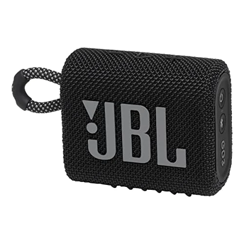 JBL GO 3 draadloze, draagbare Bluetooth luidspreker met geïntegreerde lus voor onderweg, USB C-oplaadkabel, zwart