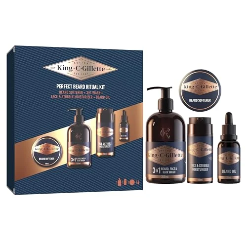 Offerta a tempo: King C. Gillette Kit Rituale Barba Perfetta, Con Detergente Barba E Viso 350ml+ Balsamo Barba 100ml, Idratante Barba E Viso 100ml + Olio Da Barba30 ml - 40% da 38.33 € a 22.99 €