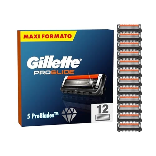 Gillette ProGlide 12 Gillette Ersatzklingen für den manuellen Rasierer, 5 Klingen, Herren-Klingen für eine gründliche Rasur, mit Lubrastrip und Halter, Geschenkidee