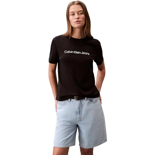 Offerta a tempo: Calvin Klein Donna T-Shirt Maniche Corte Logo Classic Regular Fit, Nero (Black), L - 25% da 39.90 € a 29.99 €