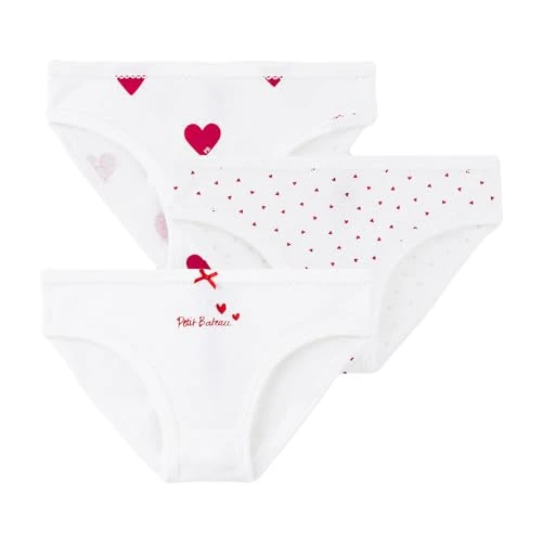 Petit Bateau Majtki dziewczęce (3 sztuki), Biały, czerwony, 6 Years