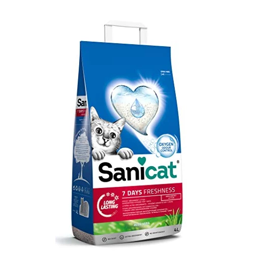Sanicat – Classic Aloë Vera kattenbakvulling | 7 dagen lang vrij van vieze geurtjes | Snelle absorptie | Hoogwaardig product voor de hygiëne van je huisdier | Inhoud: 4L