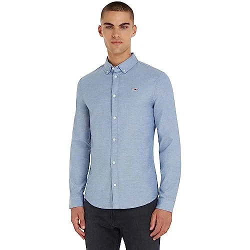 Limited offer: Tommy Jeans Men's TJM Slim Long Sleeve Shirt from 59.92 EUR to 30.56 EUR (save 49%)