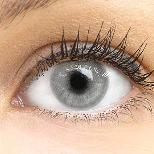Zeitlich begrenztes Angebot: GLAMLENS Pisa Gray Grau + Kontaktlinsenbehälter | Sehr stark deckende natürliche graue Kontaktlinsen farbig | farbige Monatslinsen aus Silikon Hydrogel | 1 Paar (2 Stück) | DIA 14.20 | Ohne Stärke von 14.90 € auf 14.90 € (0.00