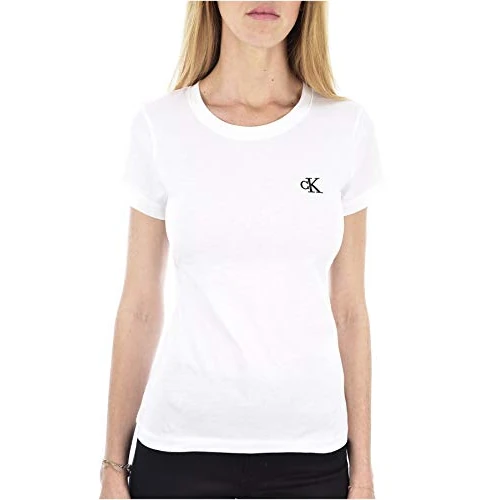 Calvin Klein Dames korte mouwen gebreide tops, wit (bright white), XXS