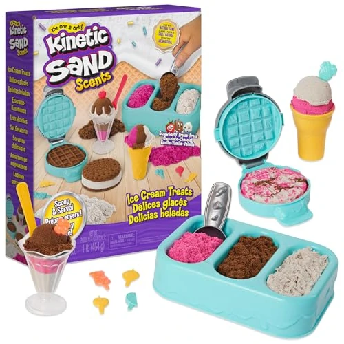Kinetic Sand - Set DELICIAS HELADAS: 454 g de Arena Mágica de 3 Aromas y 6 Herramientas - Kit Manualidades Niños - 6059742 - Juguetes Niños 3 Años +