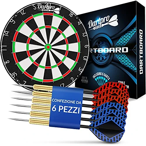 Offerta a tempo: DartPro Bersaglio freccette - Bersaglio in sisal autorigenerante - Bersaglio con fili extra sottili - Bersaglio con 6 freccette professionali - Darts - 0.00% da 44.99 € a 44.99 €