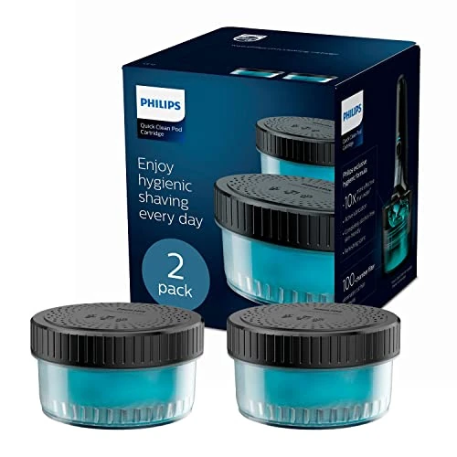 Philips Quick Clean Pod, Cartuchos de Recarga para Afeitadora Electrica Hombre, Pack 2 Unidades, Fragancia Fresh, CC12/50