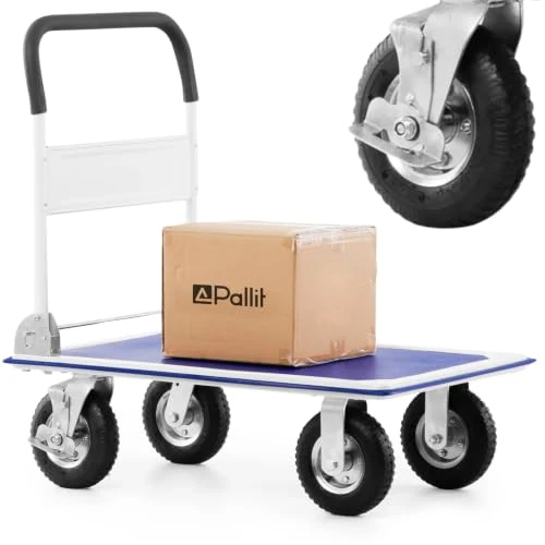 Offre limitée : Pallit Chariot de Transport Tout Terrain - Roue Gonflable, 300 kg, Plateforme Rabattable 880 x 580 mm, Chariot a roulettes pour Charge Lourde - Carry-R de 119.90 € à 119.90 € (0.00% de remise)