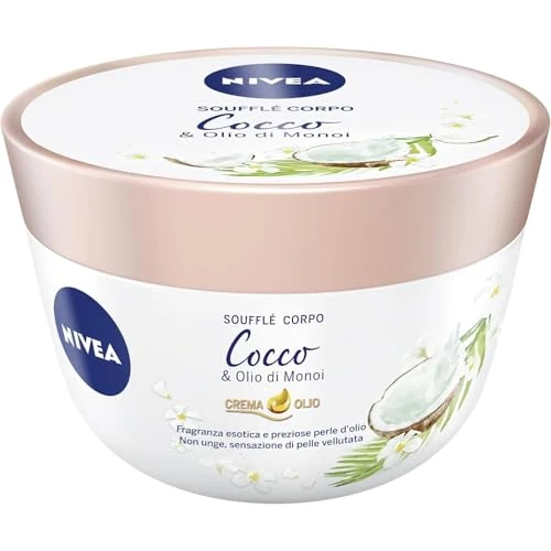 Oferta ograniczona: NIVEA Suflet do ciała kokosowego i oleju Monoi w opakowaniu 3 x 200 ml, Krem nawilżający o lekkiej konsystencji, Krem do ciała wzbogacony egzotycznym zapachem kokosowym z 98.74 EUR na 98.74 EUR (znizka 0%)