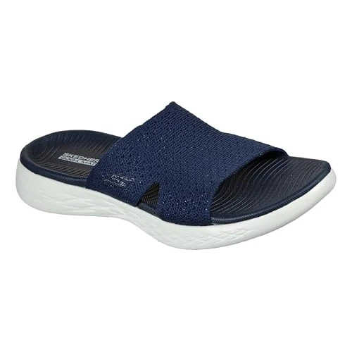 Zeitlich begrenztes Angebot: Skechers Damen On-The-go 600 Stretch Knit Slide Schiebe-Sandalen, Marineblau, 36 EU von 49.16 € auf 49.16 € (0.00% Rabatt)