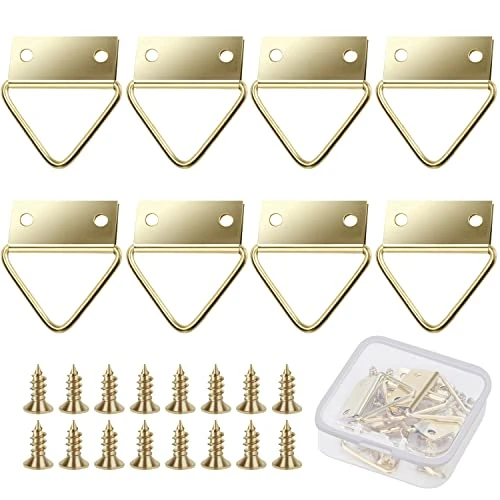 Zeitlich begrenztes Angebot: 8 Stück Bild Aufhänger Heavy-Duty große Dreieck D-Ring-Single Loch Bilderrahmen Aufhängehaken Leinwand Haken Wandhalterung Kleiderbügel mit Schrauben Edelstahl Golden-E von 5.39 € auf 5.39 € (0.00% Rabatt)