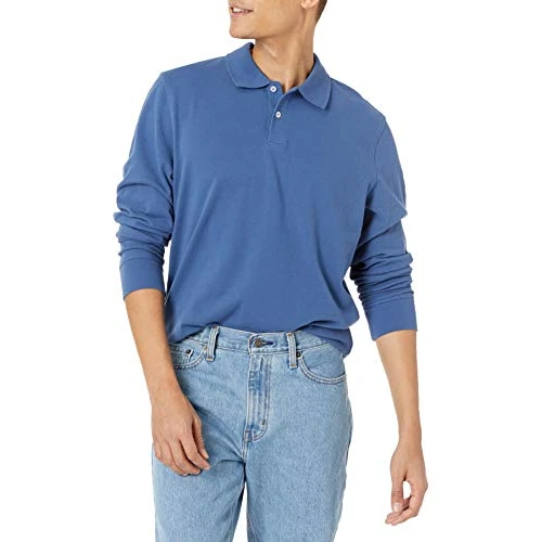 Tijdelijke aanbieding: Amazon Essentials Heren slim fit piqué polo met lange mouwen, blauw, XX-Large van 23.99 € naar 23.99 € (0.00% korting)