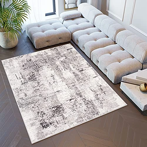 Tapiso Sky Tapis vintage à poils courts Gris pour salon, moderne, style abstrait, 180 x 250 cm