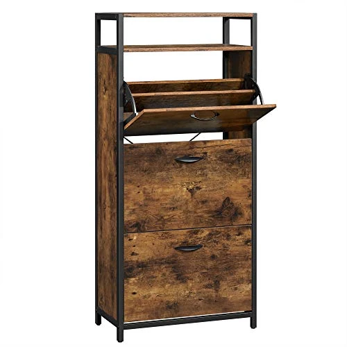 Zeitlich begrenztes Angebot: VASAGLE Schuhschrank, schmales Schuhregal, Schuhkipper mit 3 Klappen, für 12-18 Paar Schuhe, platzsparend, staubdicht, 30 x 60 x 130 cm, für Flur, vintagebraun-schwarz LBS101B01 von 85.99 € auf 73.09 € (15% Rabatt)