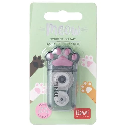 Legami - Korrekturband, hochdeckend, sofort wiederbeschreibbar, Material: Kunststoff, 27 x 5,8 x 1,5 cm, Meow