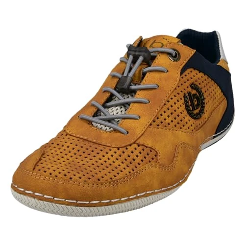 Tijdelijke aanbieding: bugatti heren Casual sneakers met flexibele zool, veterschoenen met traagschuim, elastische schoenveters, Geel, 47 EU van 84.95 € naar 64.90 € (24% korting)