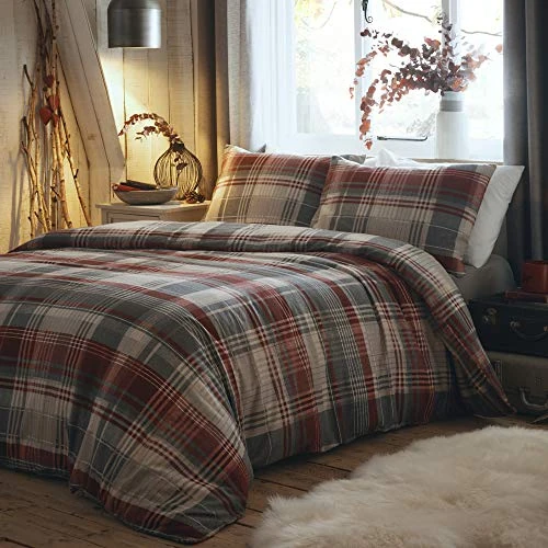 Limited-time offer: Dreams & Drapes Connolly-100% Brushed Duvet Cover Set, Cotton, Red, Single from 17.99 GBP to 17.99 GBP (save 0%)