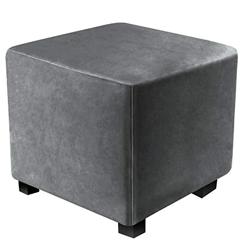 Zeitlich begrenztes Angebot: DUJUIKE Ottoman-Bezüge, Schonbezug, quadratisch, Ottoman-Bezüge, Schutz für Fußstütze, Fußhocker, Möbel, Stretch, bequemer Samt mit elastischer Unterseite (L&W: 33–46 cm, H: 38–46 cm, Grau) von 17.99 € auf 17.99 € (0.00% Rabat