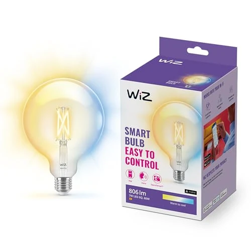 Offerta a tempo: WiZ Lampadina Globo Smart LED WiFi, Luce Bianca da Calda a Fredda, Filamento, E27, equivalente a 60W, Tecnologia SpaceSense, Controllo Vocale (Alexa, Apple HomeKit, Google Home) - 0.00% da 19.54 € a 19.54 €