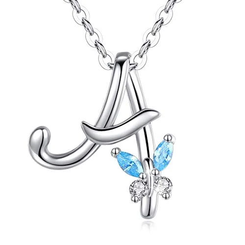 Offerta a tempo: EUDORA Harmony Ball Collana a Farfalla Iniziale in Argento Sterling 925 con Lettera Dell'alfabeto Collane con Ciondolo Personalizzato con Zirconi Blu per Donna Ragazza Madre Gioielli Catena da 45 cm - 0.00% da 36.99 € a 36.99 €