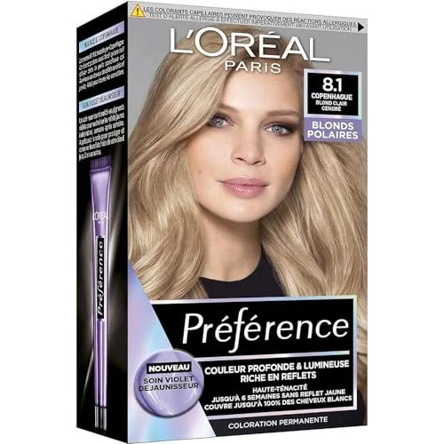 L'Oréal Paris Preférence Blond Fleece Permanental Hair Farbing, Tono: Copenhague 8.1, Rubio ceniza claro