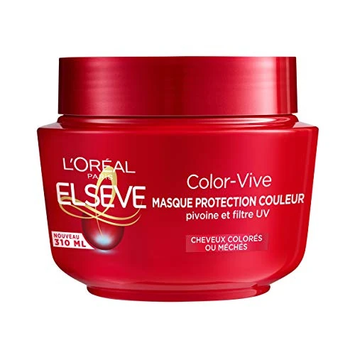 L’ORÉAL PARIS - Masque Protection Couleur - Cheveux Colorés ou Méchés - Pivoine et Filtre UV - Elseve Color-Vive - 310 ml