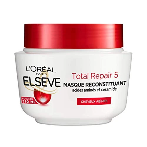 L’ORÉAL PARIS - Masque Reconstituant - Cheveux Abimés - 5 en 1 - Enrichi en Acides Aminés et Céramide - Elseve Total Repair 5 - 310 ml