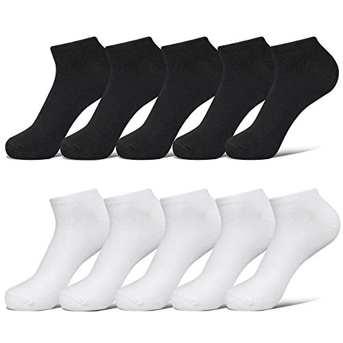 Zeitlich begrenztes Angebot: CLOSEMATE 10 Paar Baumwoll Knöchelsocken Atmungsaktive Sommer Herbst Fußlinge Damen Herren Sneakersocken Anti-Rutsch Low Cut Ankle Socks Black White 5Schwarz 5Weiß 43-46 L von 17.99 € auf 17.99 € (0.00% Rabatt)