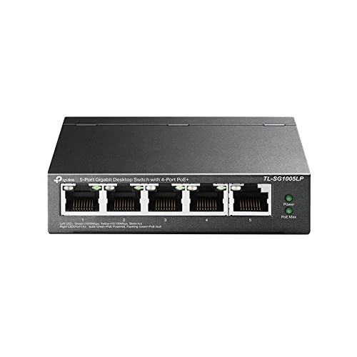 Begrenztes Angebot: TP-Link TL-SG1005LP 5-Port Gigabit PoE Switch mit 4 PoE+ Ports (40 Watt, geschirmte RJ-45 Ports,IEEE-802.3af/at, Plug-and-Play Installation, lüfterlos) Schwarz von 39.84 EUR auf 27.49 EUR (Rabatt 31%)