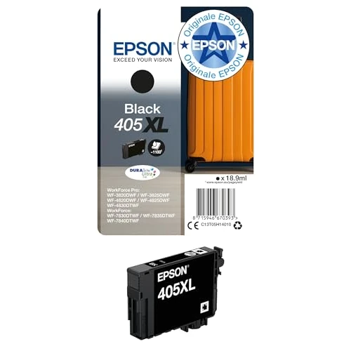 Epson 405XL Black Suitcase High Yield Genuine, DURABrite Ultra Ink,XL High Capacity