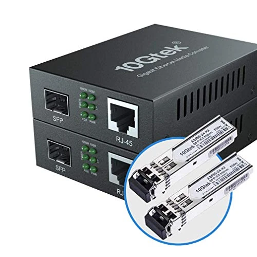 Offerta a tempo: 10Gtek 【x2 pcs】Gigabit Ethernet Media Converter con 1Gb SFP SX Multimodale Modulo, 10/100/1000M RJ45 a 1000Base-SX, 850nm, fino a 550-Meter - 0.00% da 56.99 € a 56.99 €