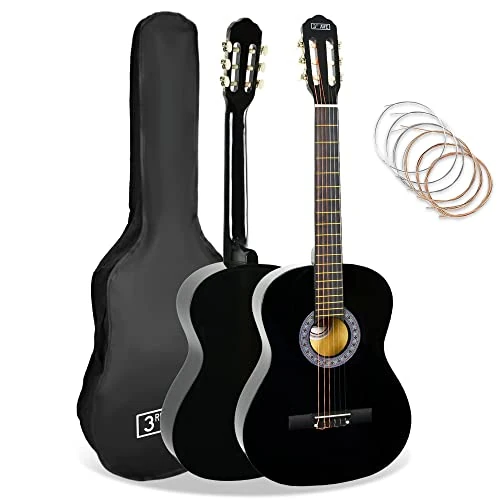Limited-time offer: 3rd Avenue Full Size 4/4 Classical Guitar Spanish Nylon String Beginner Pack Bundle - 6 Months FREE Lessons, Bag, Strings – Black from 49.37 GBP to 49.37 GBP (save 0%)