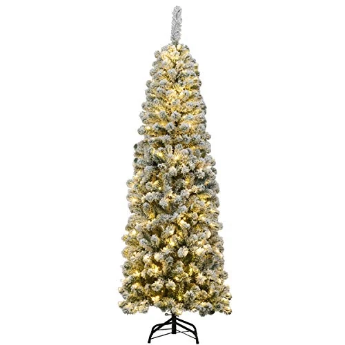 Offerta a tempo: COSTWAY Albero di Natale Slim 135/180/225 cm, Albero di Natale Innevato con 150/250/350 Luci LED — 5% da 69,99 € a 66,49 €