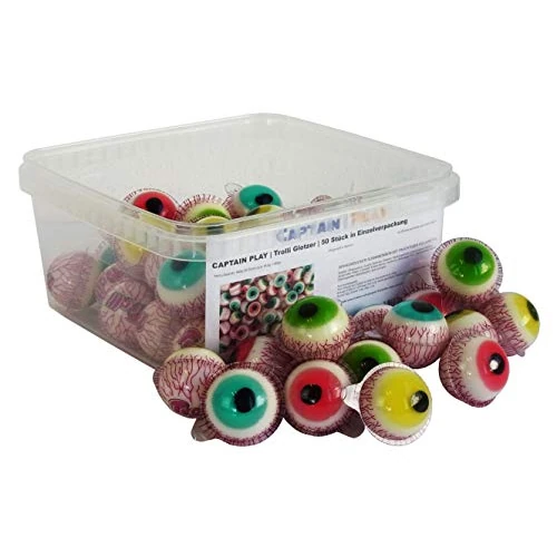 Offerta a tempo: CAPTAIN PLAY Occhi consiste di Caramelle, Nucleo liquido, ideali per Halloween e Candy Grabber, Candy Box con 50 Pezzi - terribile Halloween Decorazioni horror - 37% da 29.99 € a 18.99 €