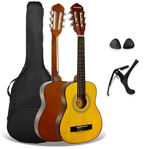 Oferta limitowana: 3rd Avenue Hiszpańska gitara klasyczna Kids w zestawie startowym dla początkujących, rozmiar 1/4, gitara akustyczna z nylonowymi strunami, futerałem, kapodastrem i kostkami w kolorze naturalnym z 242.41 zł na 242.41 zł (oszczędź 0.00%)