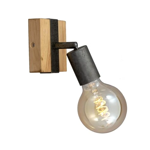 Oferta limitada: BRILONER - Aplique de Pared Vintage, Foco E27 Orientable y Giratorio, Foco Madera Interior, Retro, 10x10,3x9 cm, 2900-011, Metal Oscuro de 24.99 € a 24.99 € (ahorro 0.00%)