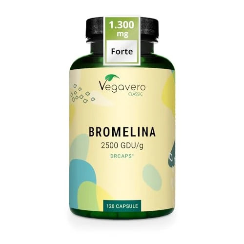 Vegavero Bromelain 650 mg | High Strength - 2500 GDU/g | Gastro-Resistant DrCaps | NO Additives, Lab-Tested | Pure Pineapple Enzyme | 120 Capsules | Vegan