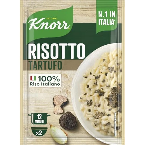 Knorr Risotto al Tartufo, Risotto Pronto con Ingredienti Naturali, 100% Riso Italiano e Chicci al Dente, Preparazione in Pentola o al Microonde, 175g, 2 Porzioni