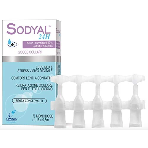 Offerta a tempo: Sodyal 24H - Lubrificante, idratante, rinfrescante. Gocce oculari monodose con Acido ialuronico, senza conservanti - 15 flaconcini da 0,5ml - 25% da 9.03 € a 6.75 €