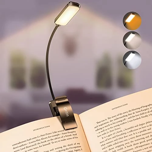 Tijdelijke aanbieding: Gritin 9 LED Clip op Boek Licht, 3 Eye-Protecting Modes Flexibele Leeslamp Boek Lamp (Warm&Cool Wit Licht) -Traploos Dimmen, Oplaadbaar, Lange Batterijlevensduur, 4-Level Power Indicator van 14.99 € naar 11.95 € (20% korting)