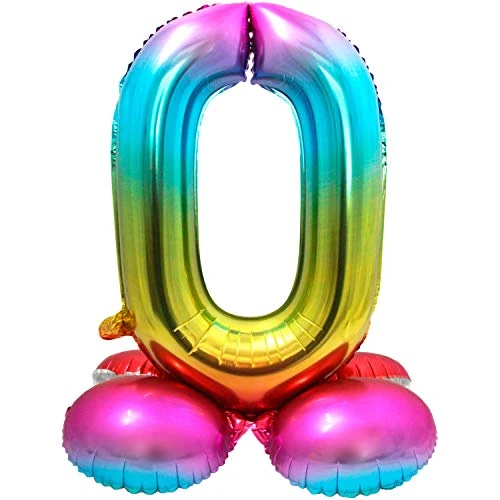 Oferta limitada: Globo de plástico Rainbow con base - Número 0 - aprox. 81 cm. de 10.36 € a 10.36 € (ahorro 0.00%)