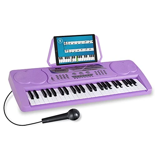 McGrey BK-4910VT Keyboard 49 Keys 16 Colours 10 Rhythms Learning Function Microphone Music Stand Purple