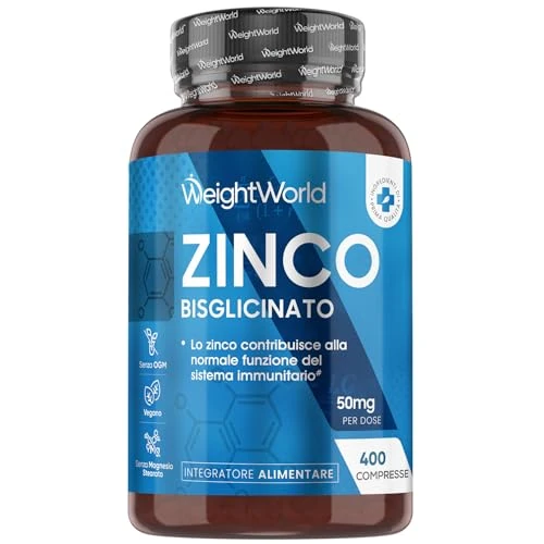 Zink Tabletten - 400 vegane Tabletten - 1+ Jahr Vorrat - Zinc trägt zur Aufrechterhaltung eines normalen Testosteronspiegels im Blut bei(EFSA) - Zink Bisglycinat - Alternative zu Tropfen - WeightWorld