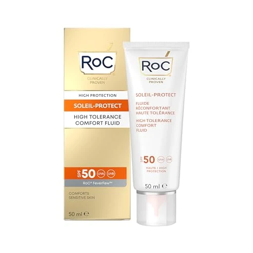 Offre limitée : RoC - Soleil-Protect High Tolerance Comfort Fluid SPF 50 - Hydratant pour le Visage - Crème Solaire Hypoallergéniques - Peau Sensible - 50 ml de 11.00 € à 11.00 € (0.00% de remise)